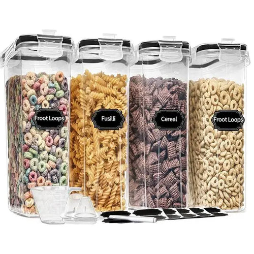 Airtight Food Storage Containers Set - BPA-Free Cereal & Pantry Organizers with Labels & Lids