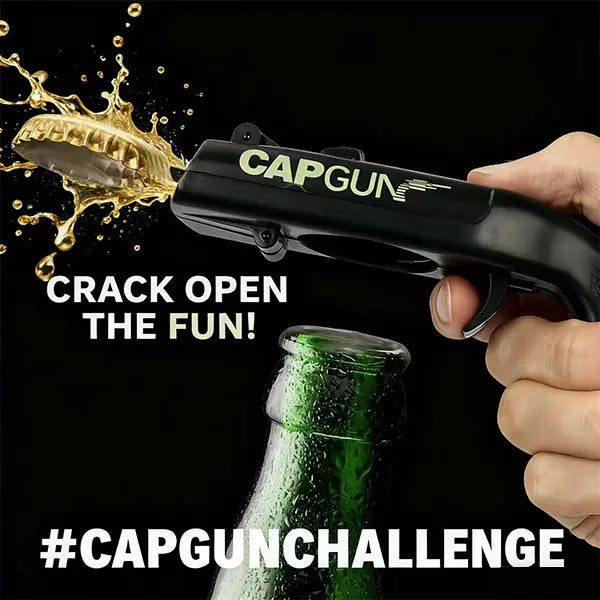 Novelty Gun Shaped Beer Opener - Funny Cap Launcher for Drinking Games & Parties