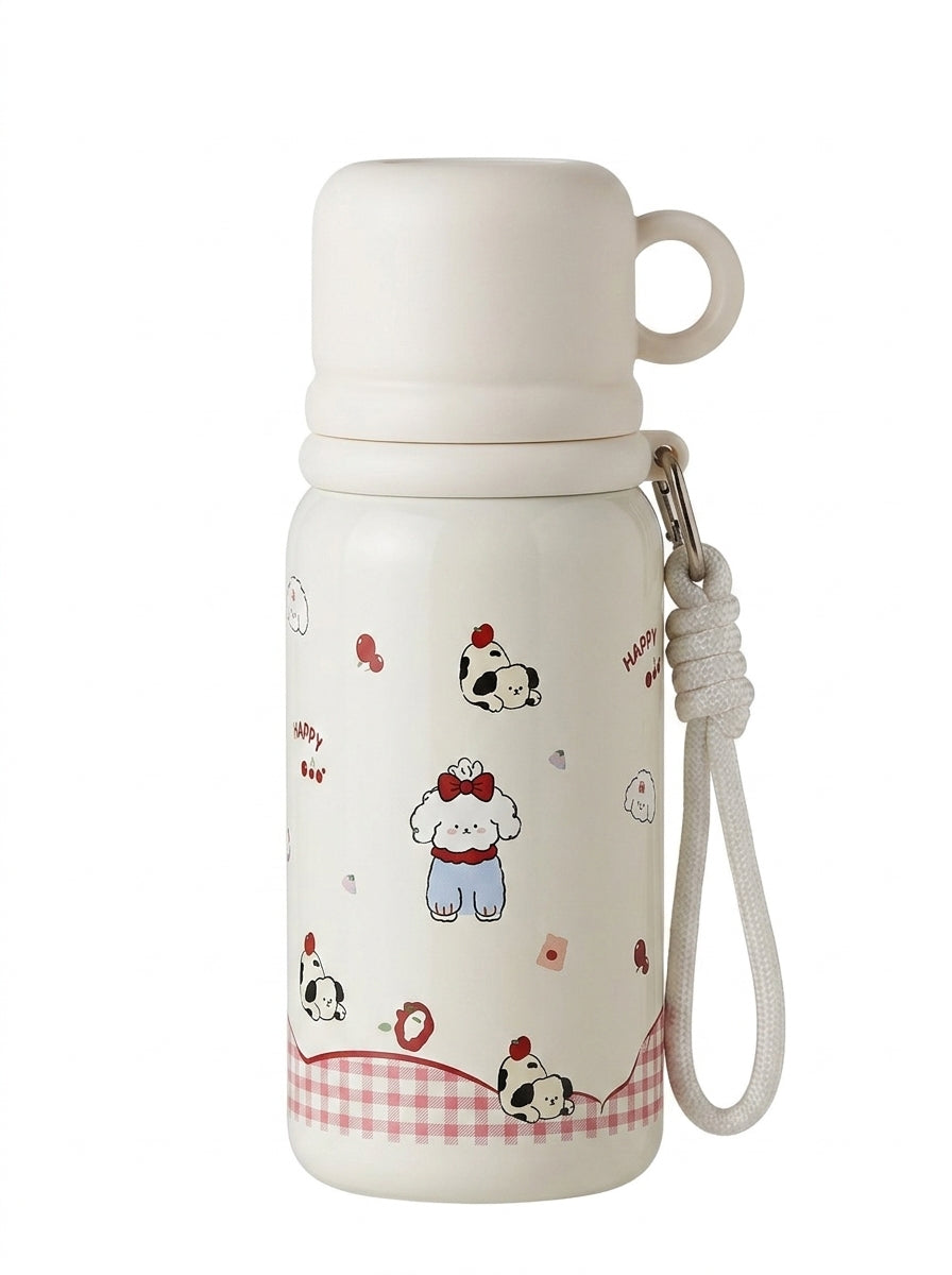 Cute Dog Kids Insulated Water Bottle - Leakproof Thermos detail view
