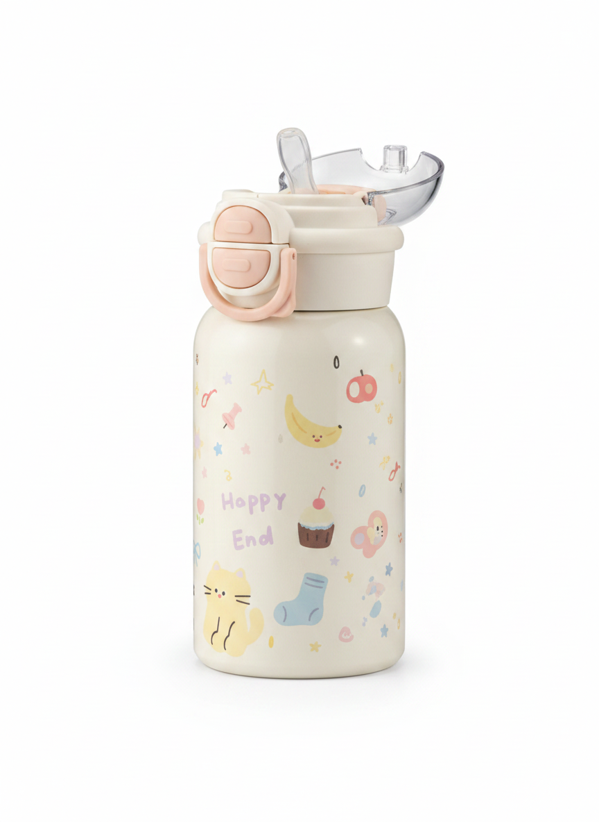 Kids Insulated Water Bottle with Straw - Leakproof Thermos lifestyle view