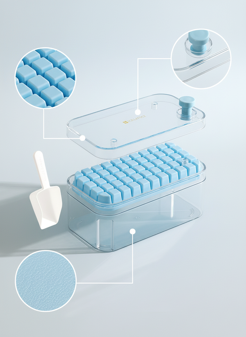 Ice Cube Tray with Lid and Press Release - Easy Pop Silicone Ice Maker lifestyle view