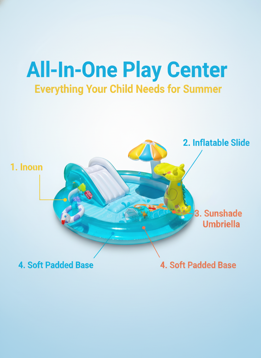 Inflatable Kids Splash Pad Pool with Slide and Sprinkler lifestyle view