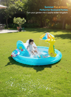 Inflatable Kids Splash Pad Pool with Slide and Sprinkler front view