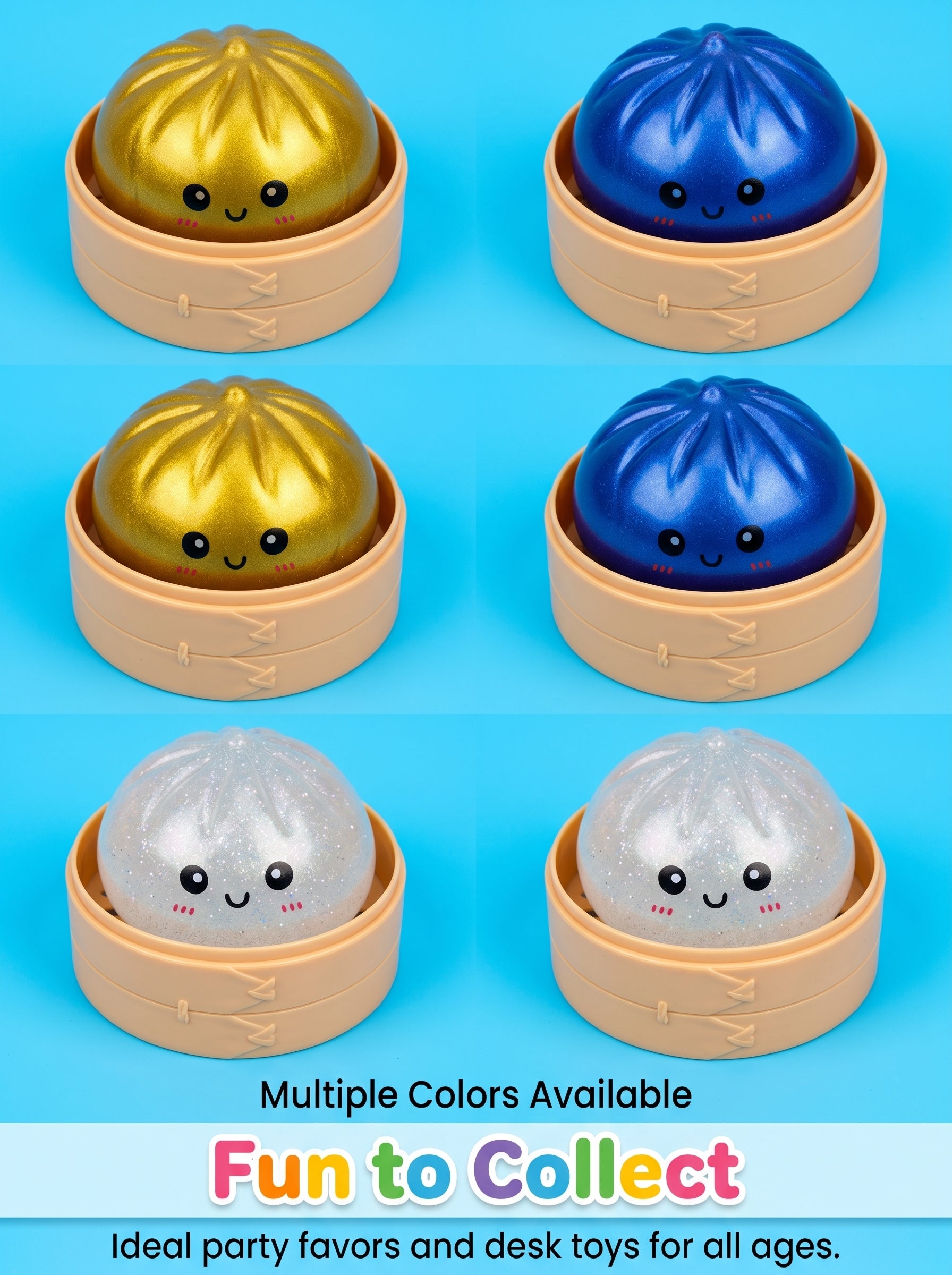 Kawaii Glitter Squishy Toy - Soft TPR Stress Relief Squeeze Ball side view