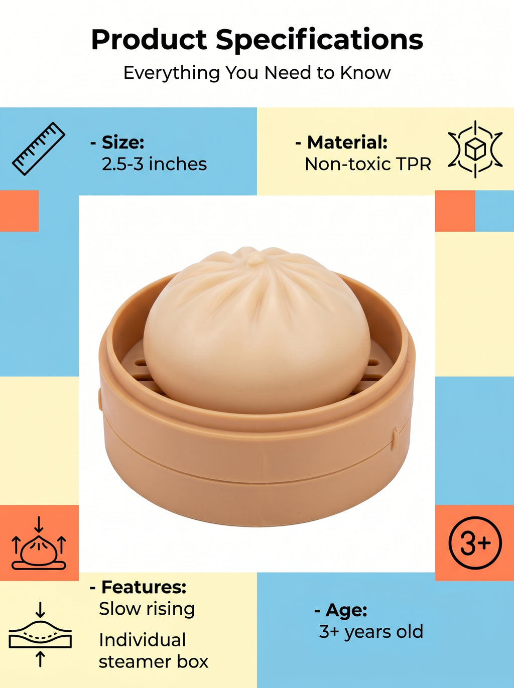 Kawaii Glitter Squishy Toy - Soft TPR Stress Relief Squeeze Ball detail view
