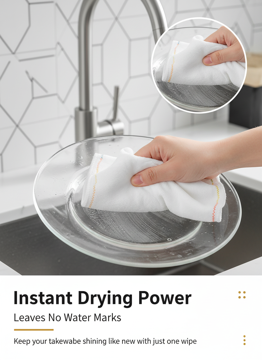 Reusable Microfiber Cleaning Cloths - Super Absorbent Dish Towels side view