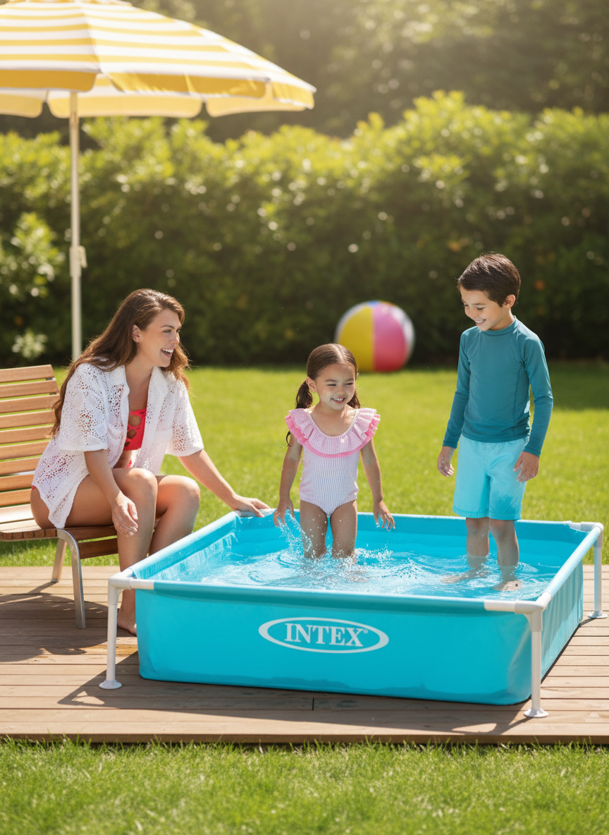 Intex Style Above Ground Pool - Easy Setup Backyard Family Pool close-up view