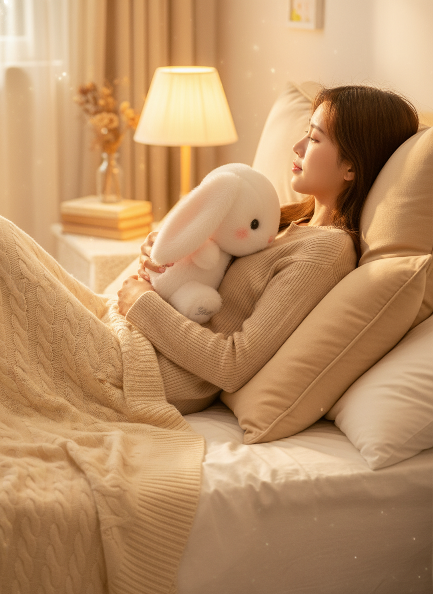 Cute Cozy Bunny Companion Plush Toy - Perfect Gift for All Ages lifestyle view
