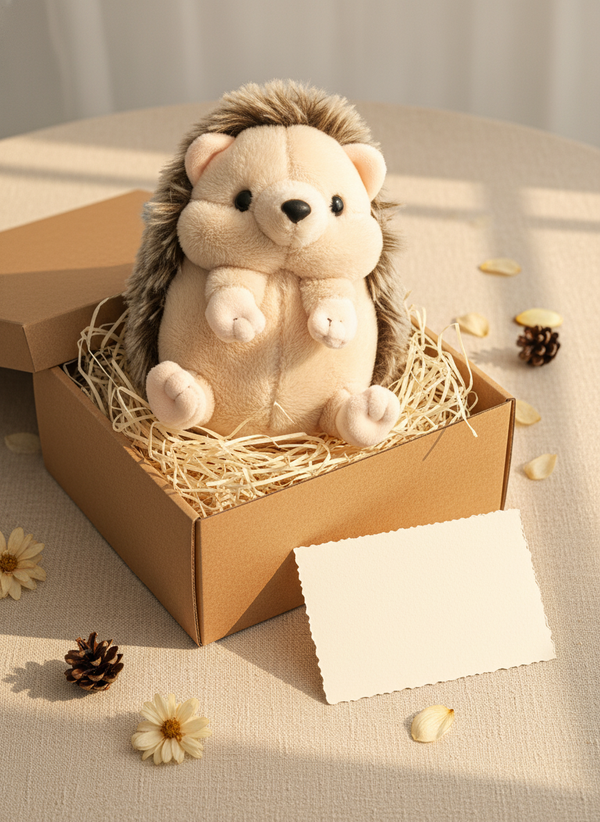 Kawaii Hedgehog Plushie Trio - Soft Stuffed Animal Set front view