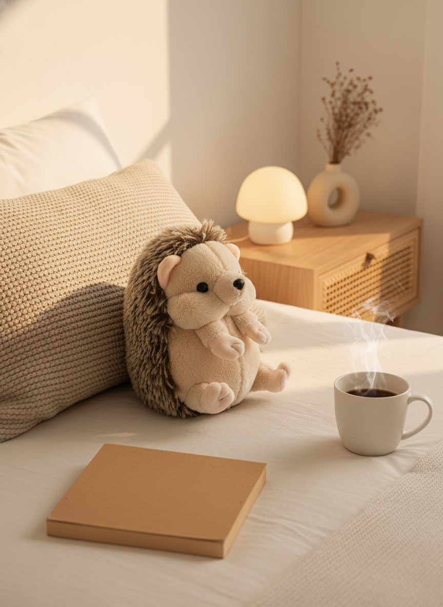 Kawaii Hedgehog Plushie Trio - Soft Stuffed Animal Set lifestyle view