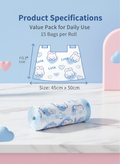 Cute Rabbit Print Drawstring Trash Bags - 108 Count 2 Rolls front view