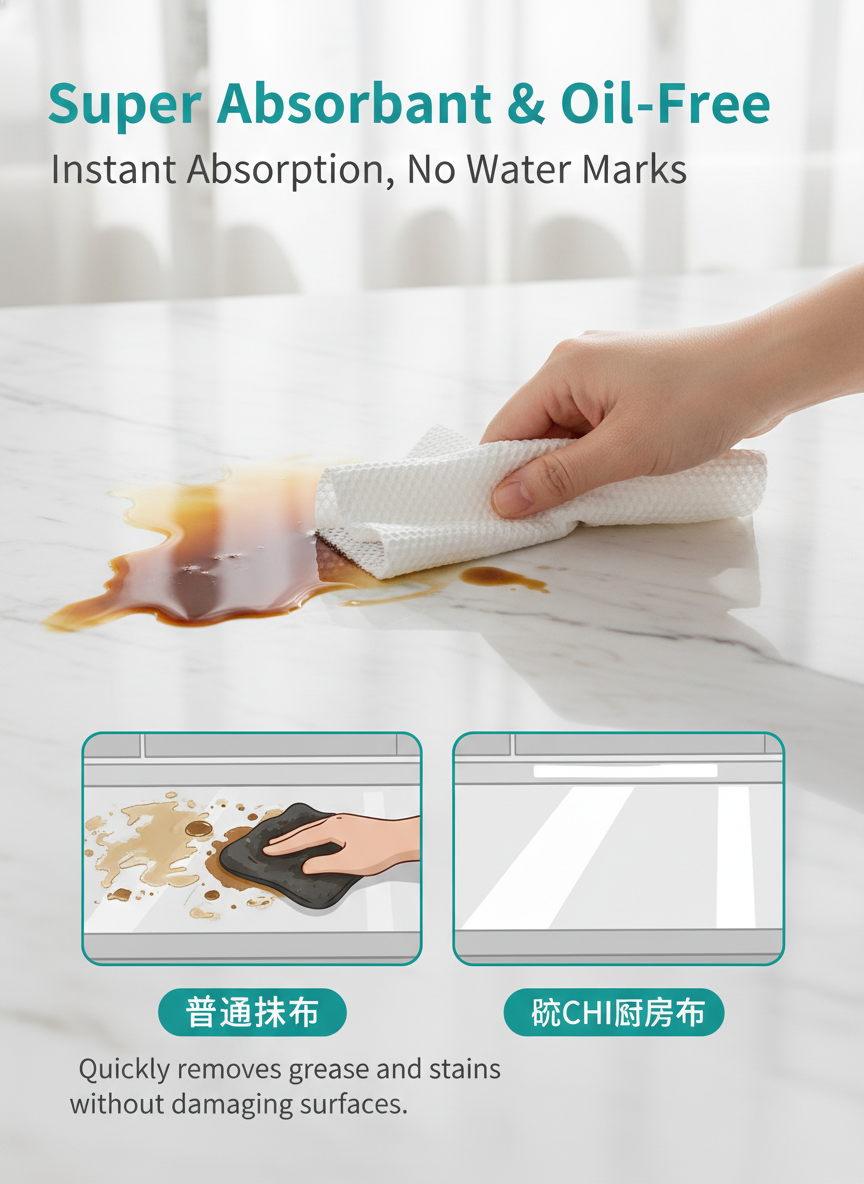 Multi-Purpose Kitchen Towels - Dry and Wet Disposable Cleaning Cloths side view