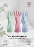 Reusable Kitchen Cleaning Gloves - Waterproof Non-Slip Rubber front view