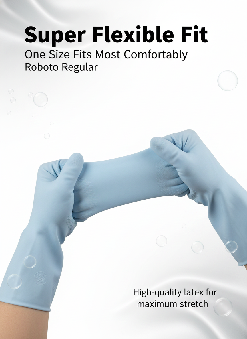 Reusable Kitchen Cleaning Gloves - Waterproof Non-Slip Rubber detail view