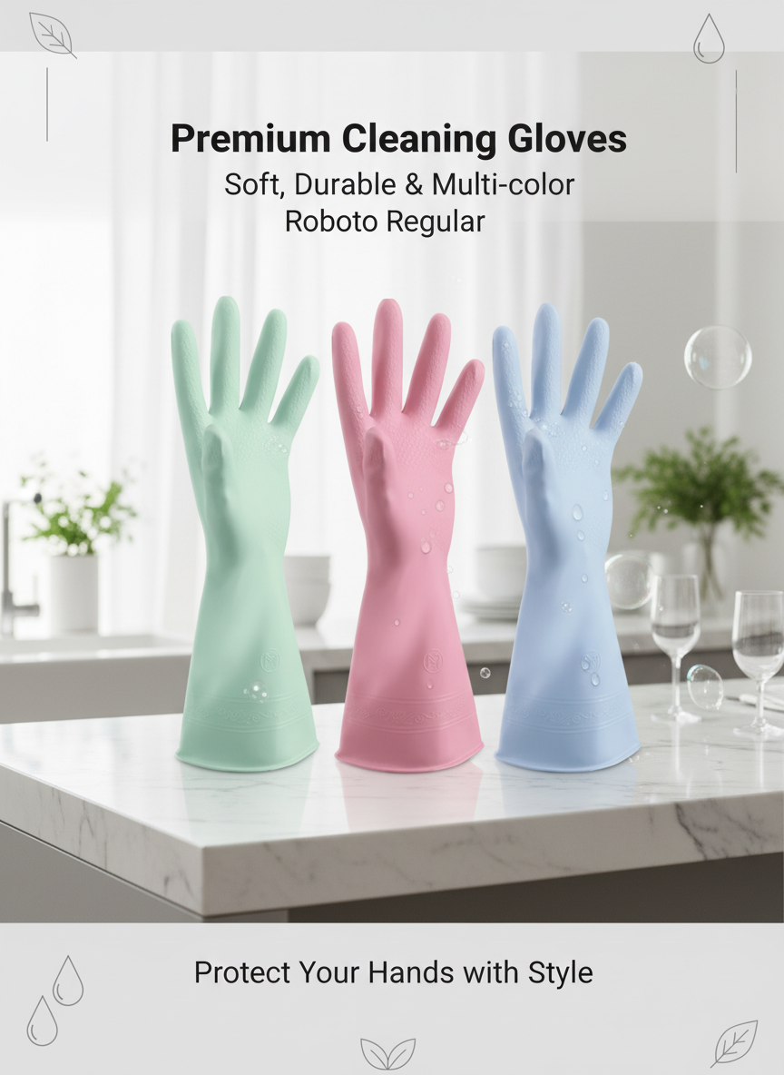 Reusable Kitchen Cleaning Gloves - Waterproof Non-Slip Rubber lifestyle view