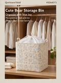 Cute Foldable Toy Storage Basket - Kids Nursery Organizer Bin front view