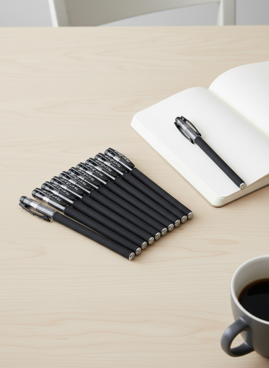 Black Gel Pens 0.5mm Fine Point - Smooth Writing Pen Set front view