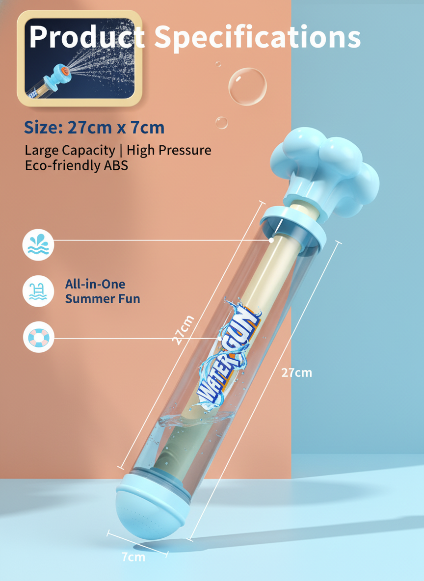 Kids Water Gun Toy - Leak-Proof Summer Water Blaster front view