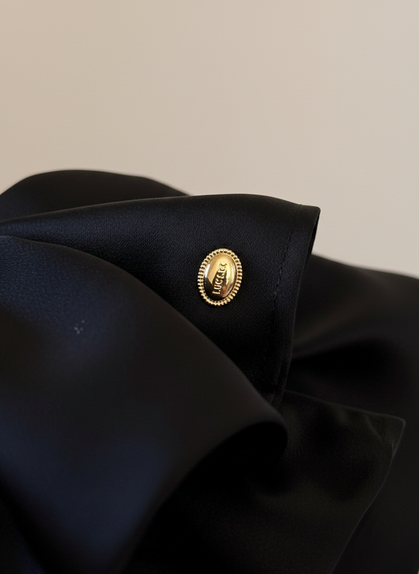 Black Satin Bow Claw Clip - Large French Hair Clip for Thick Hair lifestyle view