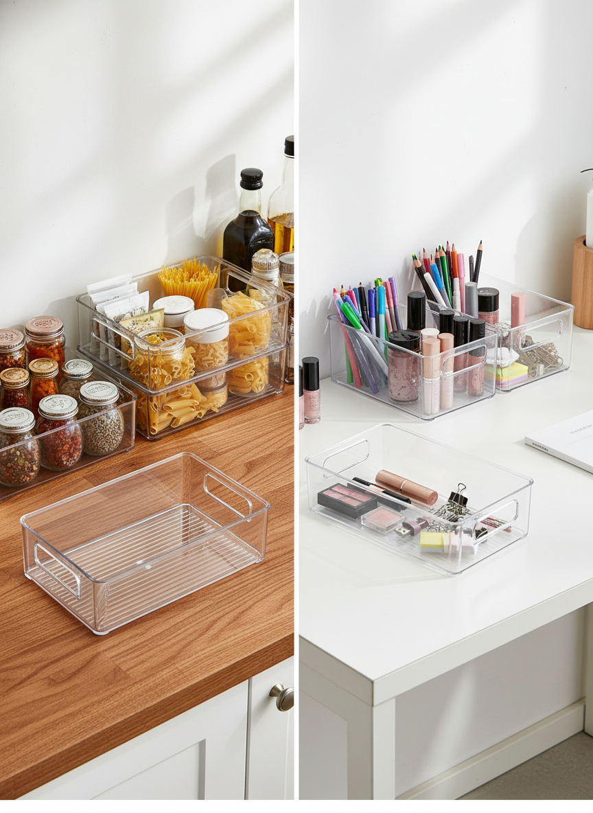 Clear Refrigerator Organizer Bins – BPA-Free Stackable Fridge Storage Containers