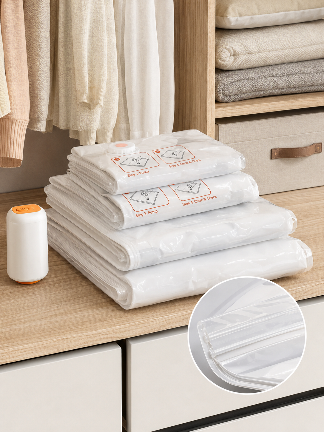 Vacuum Storage Bags 10-Pack – Space Saving Compression Bags for Clothes & Bedding