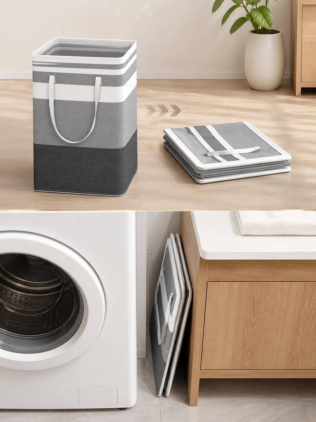 Foldable Laundry Basket – Collapsible Dirty Clothes Hamper for Bedroom & Bathroom
