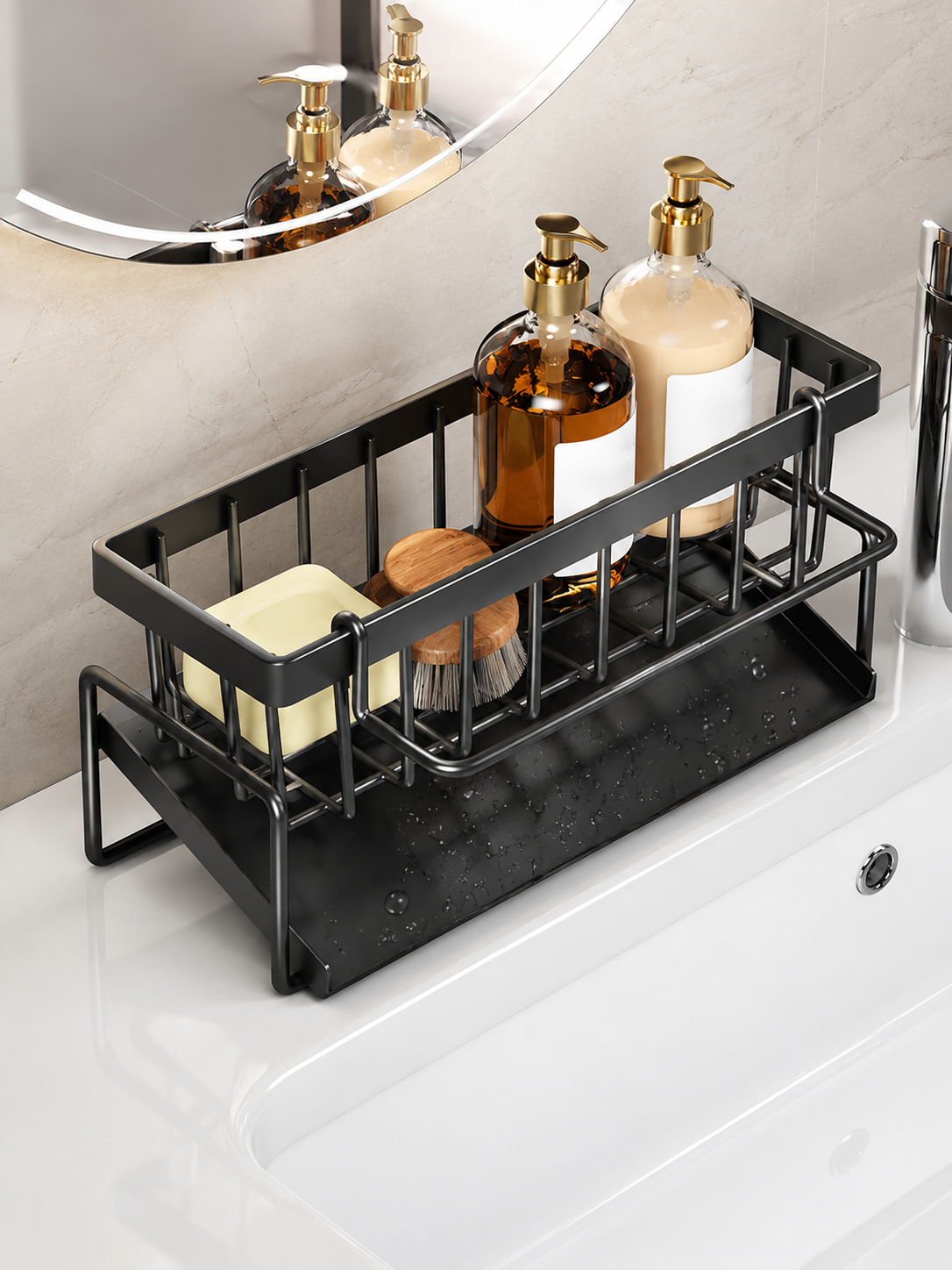 Over the Sink Dish Drying Rack – Expandable Kitchen Organizer with Utensil Holder