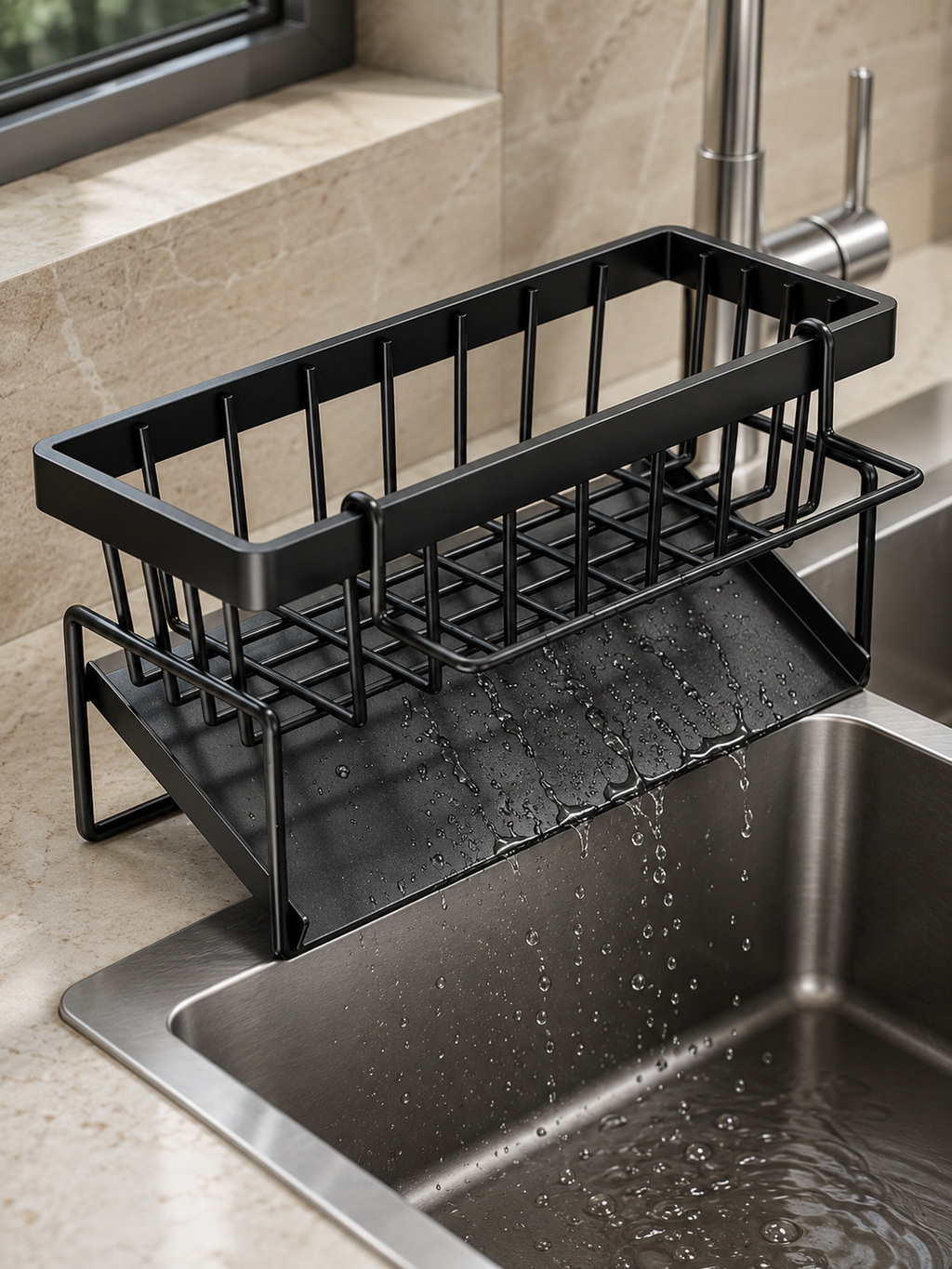 Over the Sink Dish Drying Rack – Expandable Kitchen Organizer with Utensil Holder