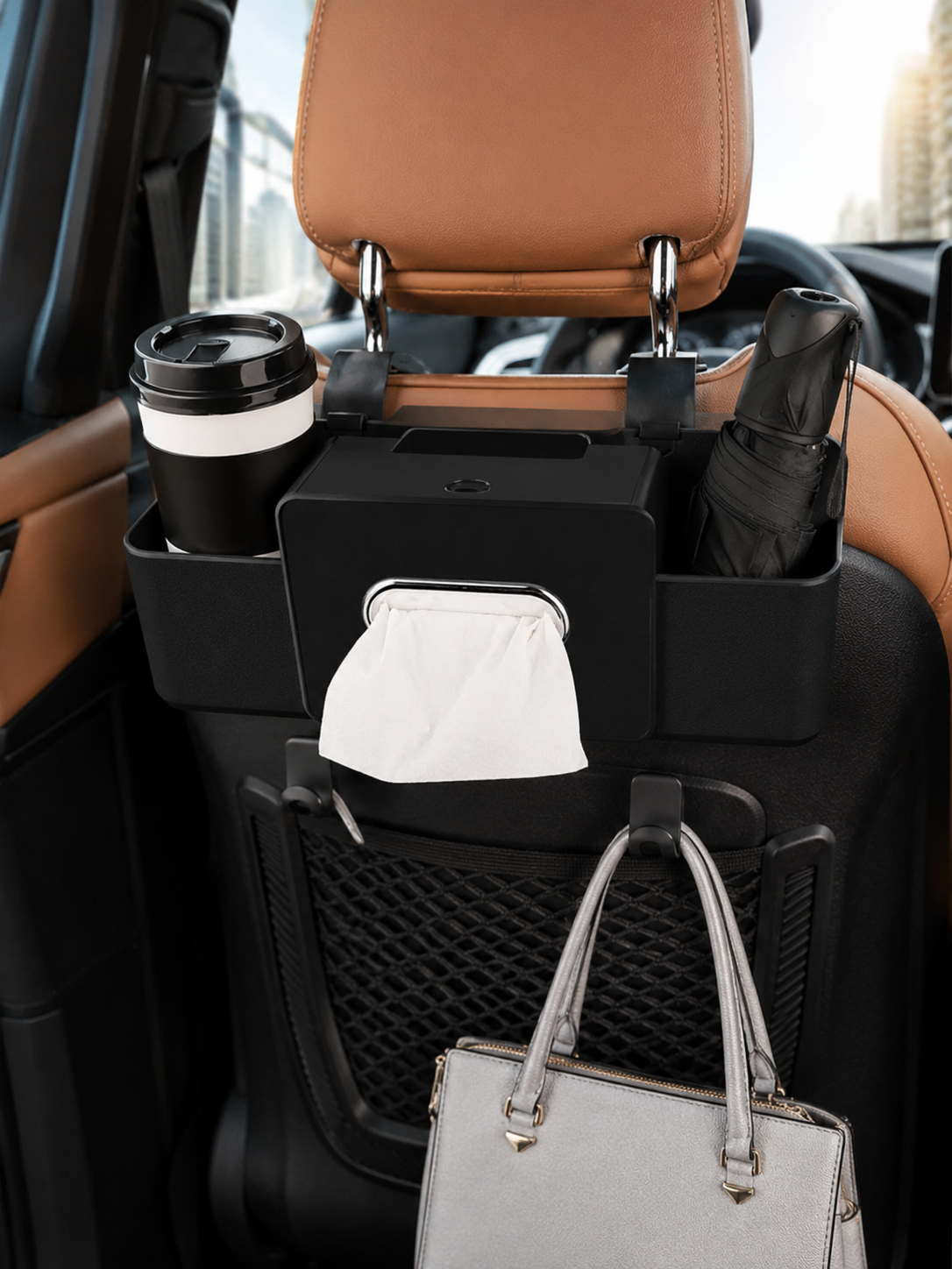 Car Organizer Box – Center Console & Back Seat Storage with Lid for SUV & Truck