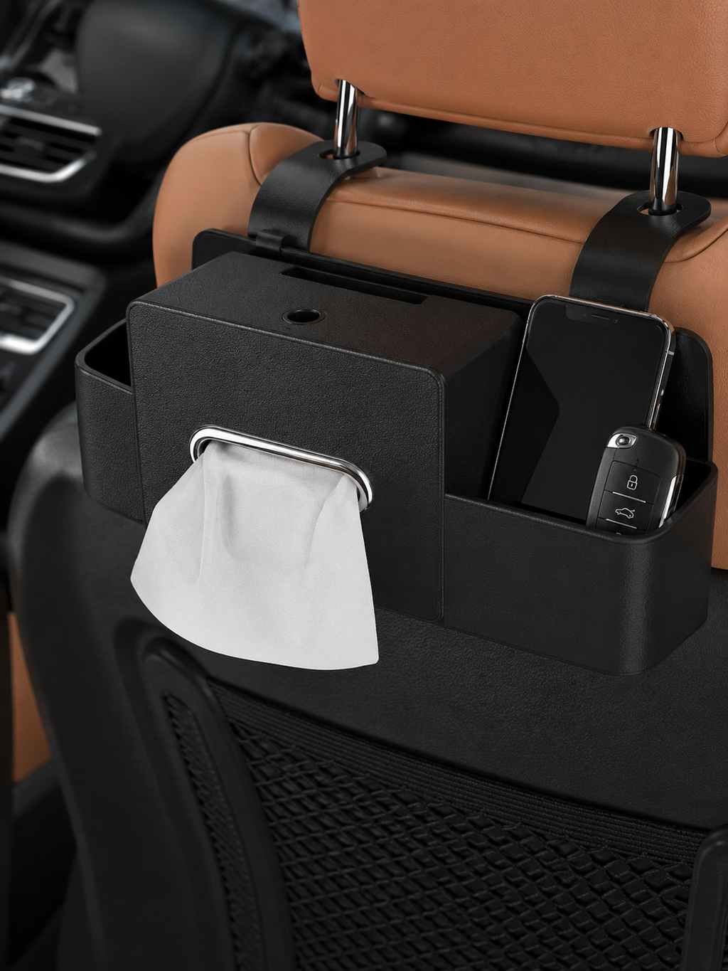 Car Organizer Box – Center Console & Back Seat Storage with Lid for SUV & Truck