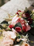 Artificial Peony & Rose Wreath 15-16 Inch – Front Door & Wall Decor