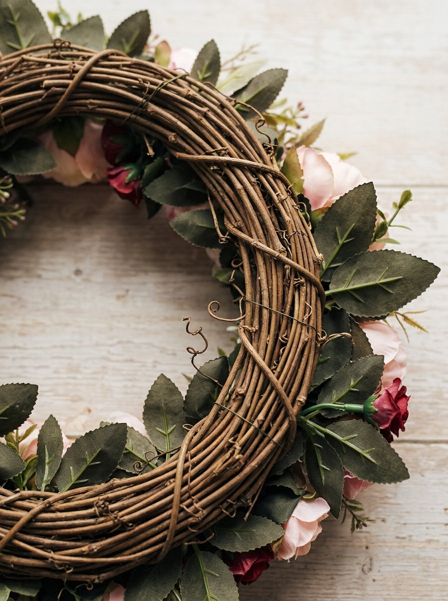 Artificial Peony & Rose Wreath 15-16 Inch – Front Door & Wall Decor