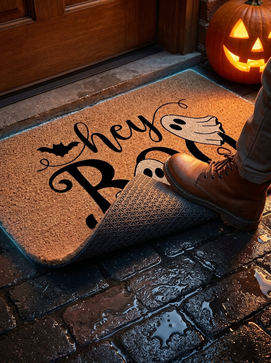 Halloween Ghost Coir Door Mat – Hey Boo, 30x17 Inch