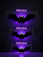 3D Halloween Bat Wall Stickers with LED Lights – Set of 12, Spooky Window & Wall Decor