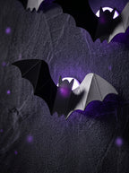 3D Halloween Bat Wall Stickers with LED Lights – Set of 12, Spooky Window & Wall Decor