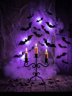 3D Halloween Bat Wall Stickers with LED Lights – Set of 12, Spooky Window & Wall Decor