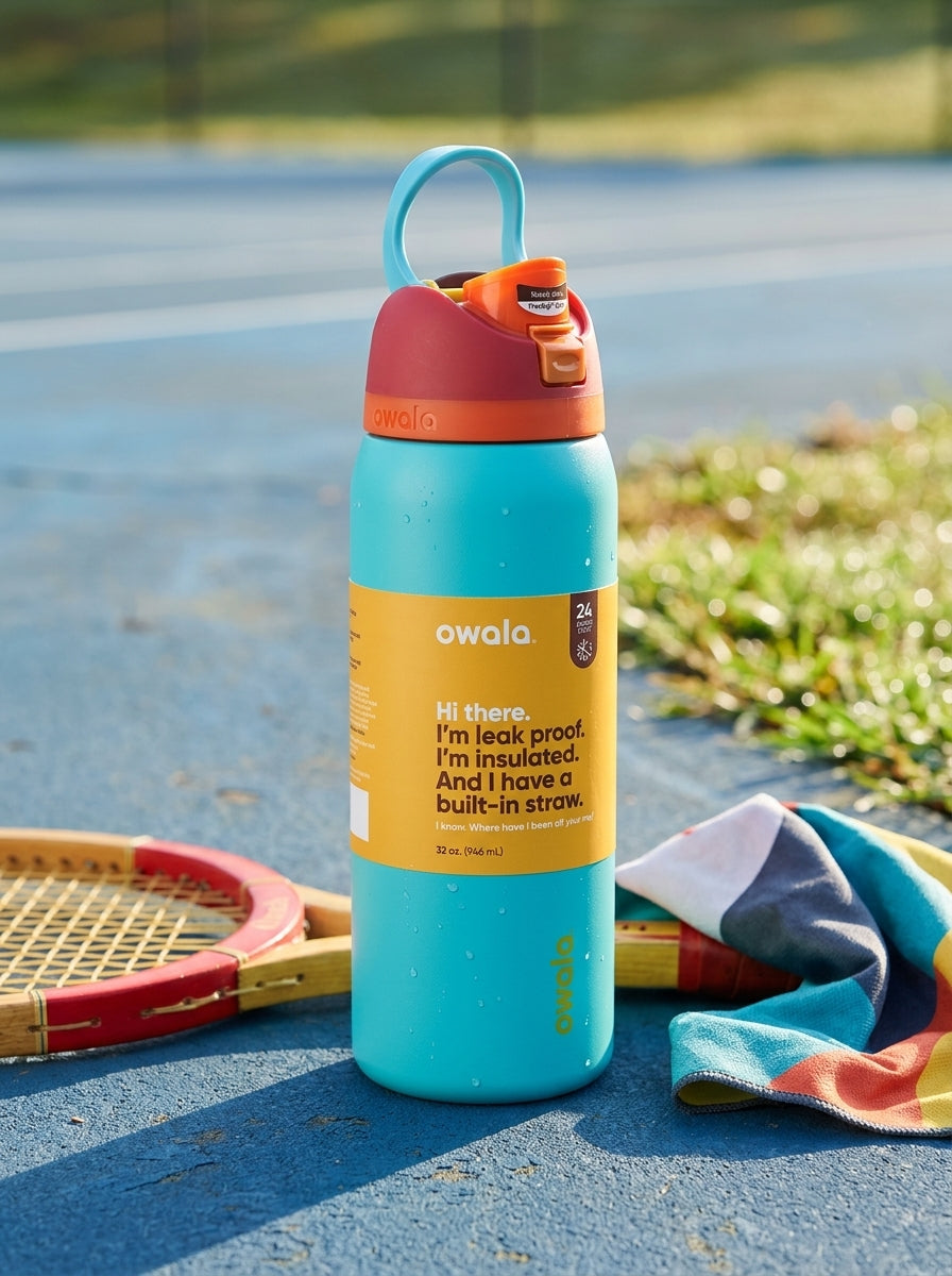Owala FreeSip 32oz Insulated Water Bottle – Leak-Proof Straw Lid, Keeps Cold 24 Hours (Teal)