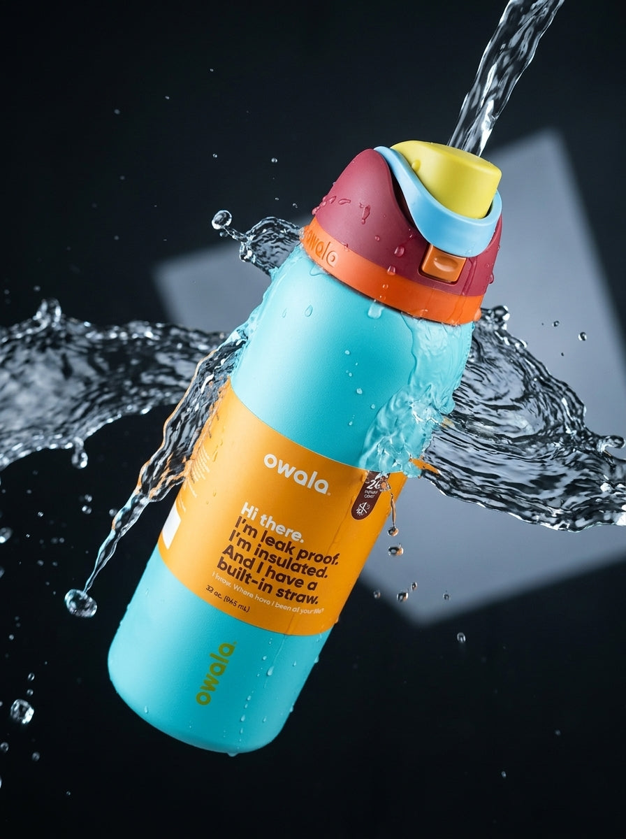 Owala FreeSip 32oz Insulated Water Bottle – Leak-Proof Straw Lid, Keeps Cold 24 Hours (Teal)