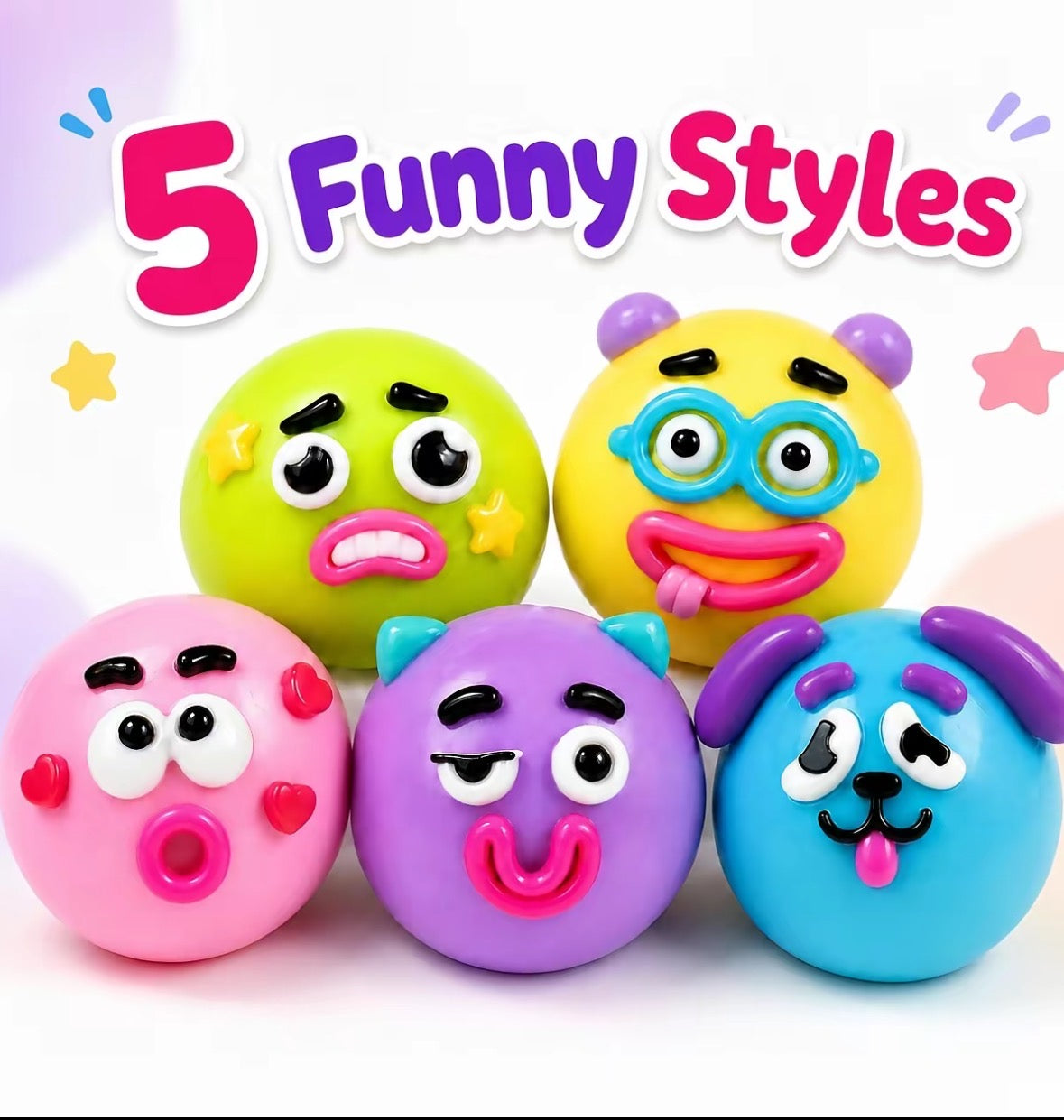 Funny Face Stress Relief Squeeze Balls — 5 Styles | Lumoora
