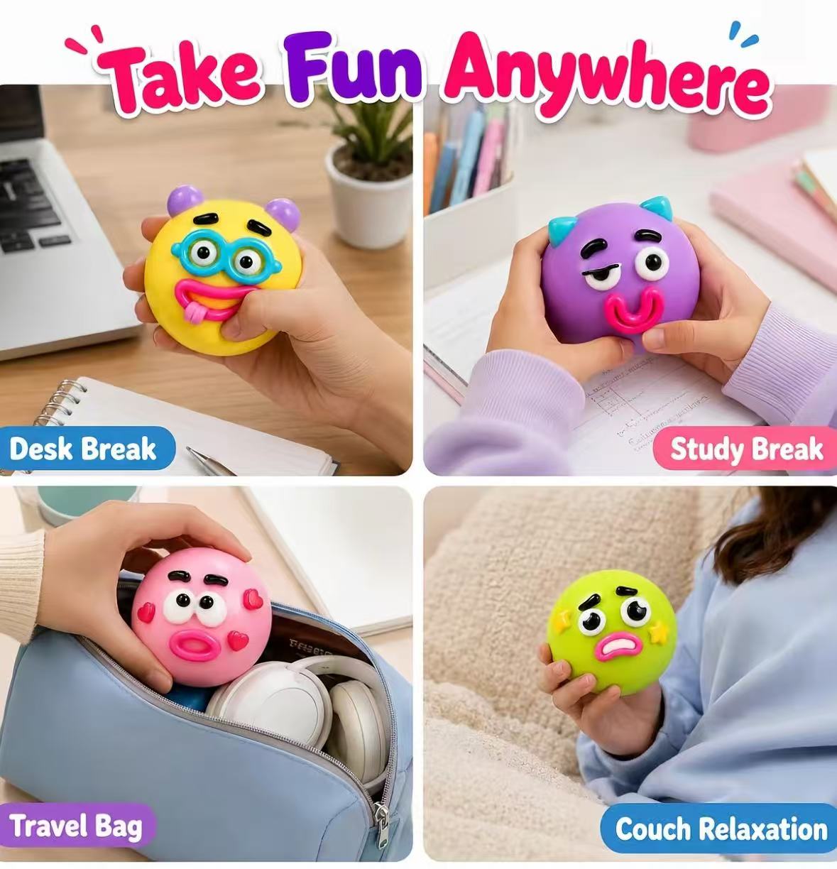 Funny Face Stress Relief Squeeze Balls — 5 Styles | Lumoora