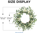 20 Inch Eucalyptus Wreath – Front Door & Farmhouse Wall Decor, All-Season Green