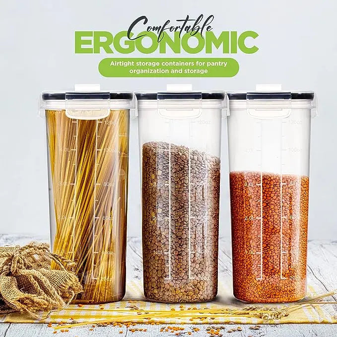Airtight Food Storage Containers Set - BPA-Free Cereal & Pantry Organizers with Labels & Lids