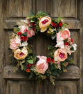 Artificial Peony & Rose Wreath 15-16 Inch – Front Door & Wall Decor