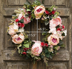 Artificial Peony & Rose Wreath 15-16 Inch – Front Door & Wall Decor