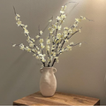 White Artificial Cherry Blossom Branches – Set of 4, Long Stem Floral Decor