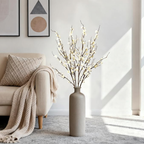 White Artificial Cherry Blossom Branches – Set of 4, Long Stem Floral Decor