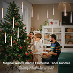 Floating Flameless Taper Candles with Magic Wand Remote – 6.6" LED Window & Christmas Tree Candles