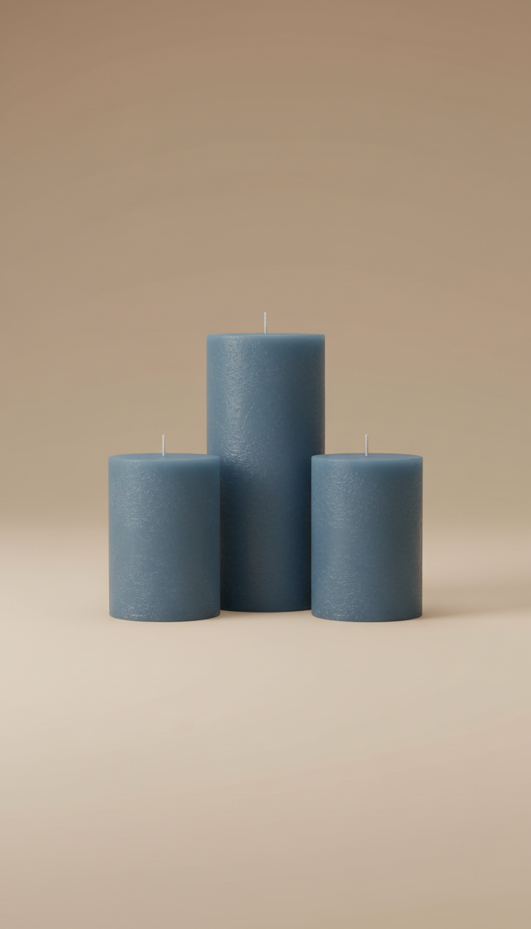 Slate Blue Decorative Candle Set