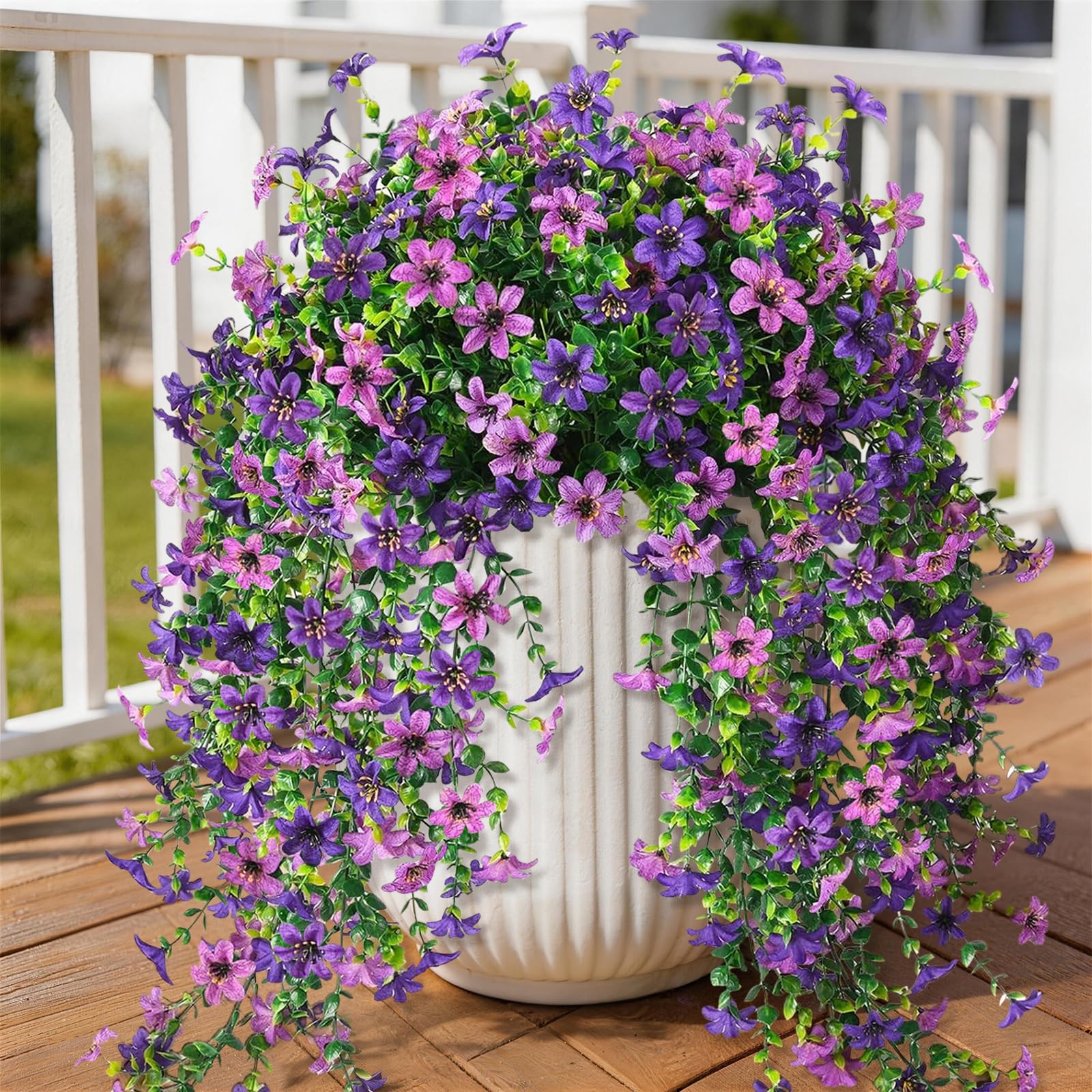 UV-Resistant Artificial Hanging Flowers Set of 2 – Outdoor Porch & Patio Decor