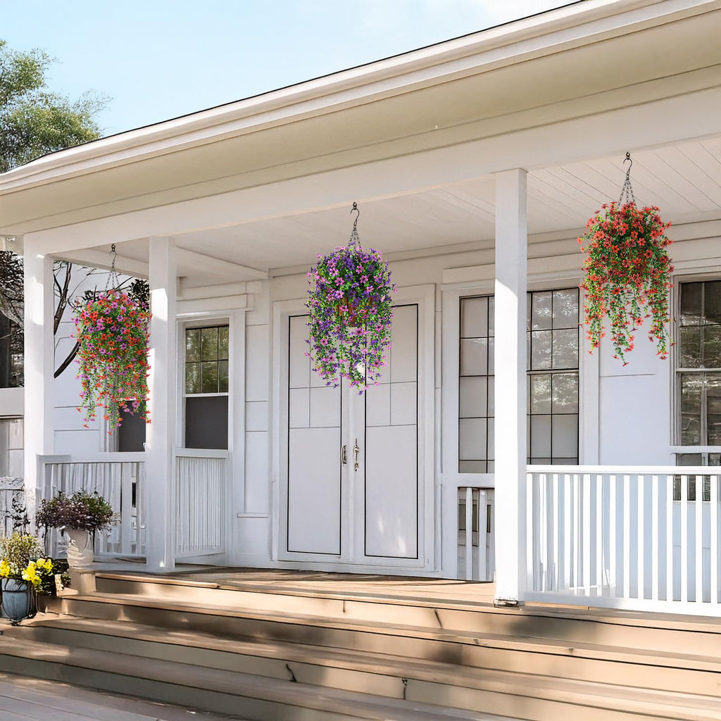 UV-Resistant Artificial Hanging Flowers Set of 2 – Outdoor Porch & Patio Decor